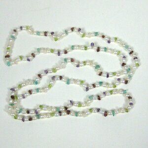 Genuine Pearl Stone Chip Beaded Necklace 36 inch Strand WORN